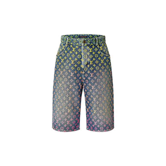 9a+ quality lv louis vuitton rainbow monogram denim shorts
